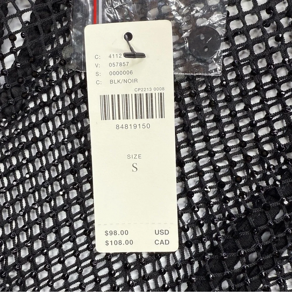 Anthropologie Mesh and Beaded long sleeve top, NWT
